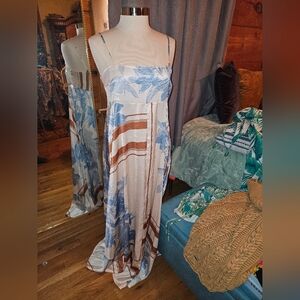 Floral Maxi Dress with Stripes